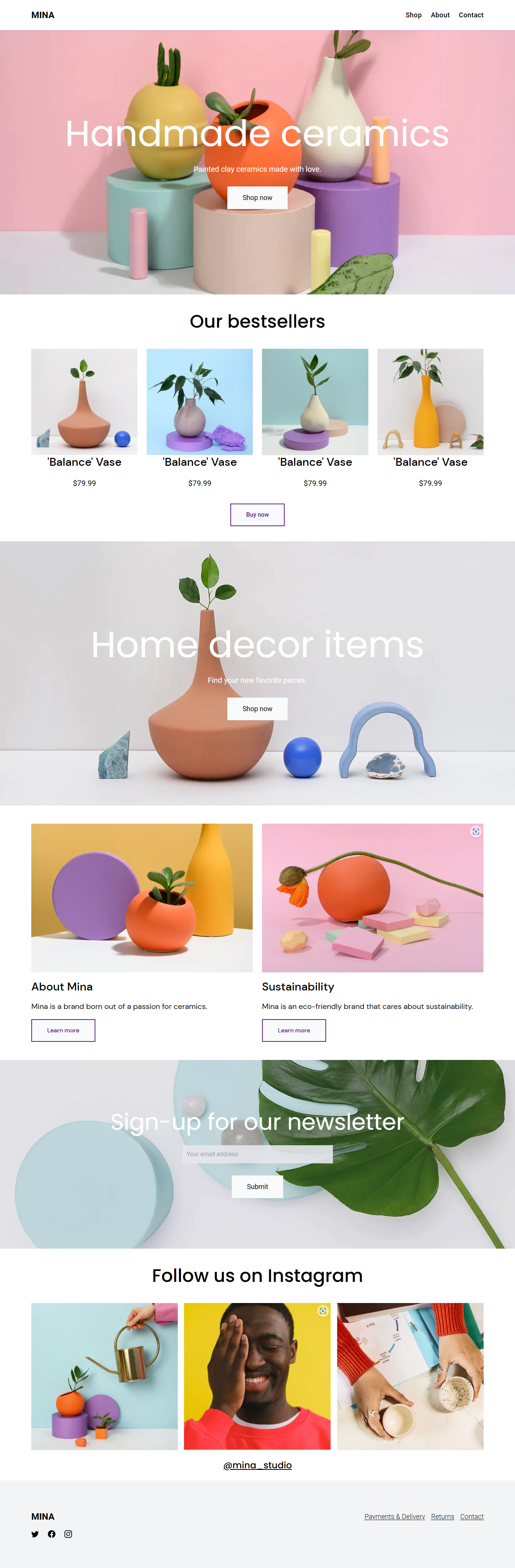 Handmade ceramics e-commerce website